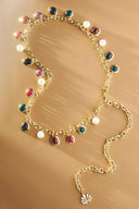 Gold Jewel & Pearl Charm Chain Belt