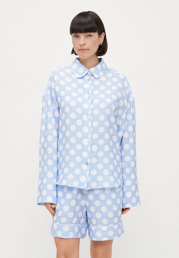 Blue Polka Dot Pastelle Oversized Set with Shorts