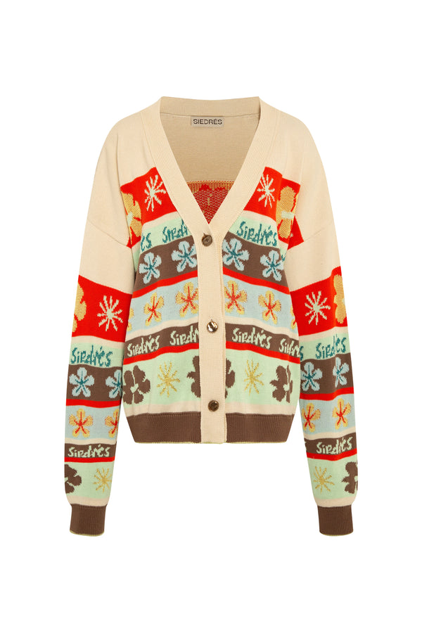 Amber Graphic Intarsia Knit Cardigan