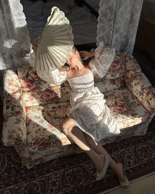 Atlanta Linen Dress with Rose Detail