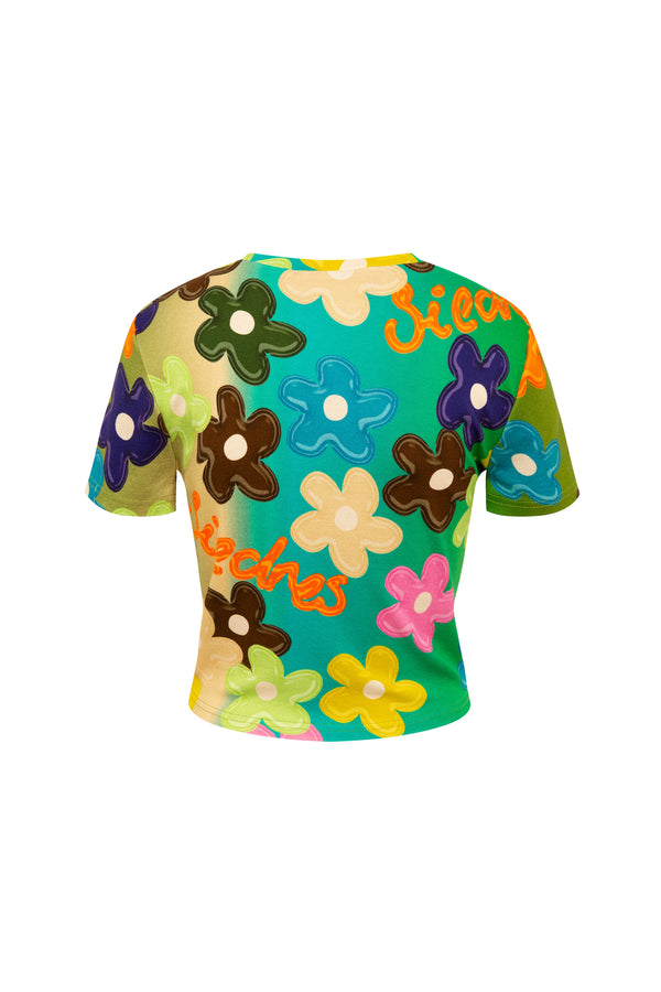 Desta Bubble Flower Cropped T-Shirt