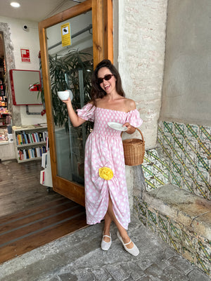 Polka Dot Belle Dress with Rose Detail