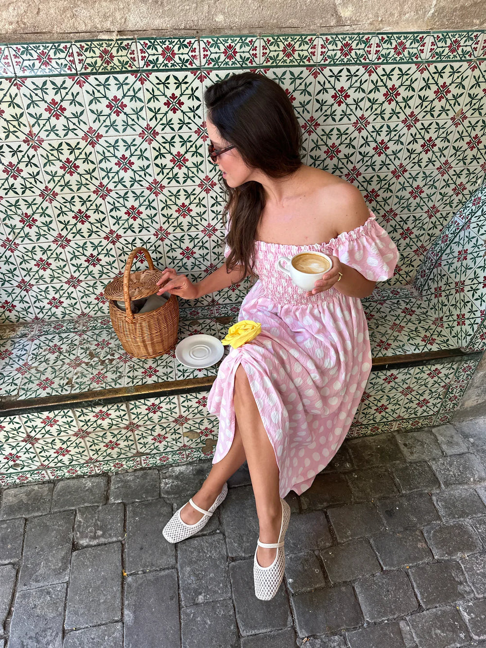 Polka Dot Belle Dress with Rose Detail