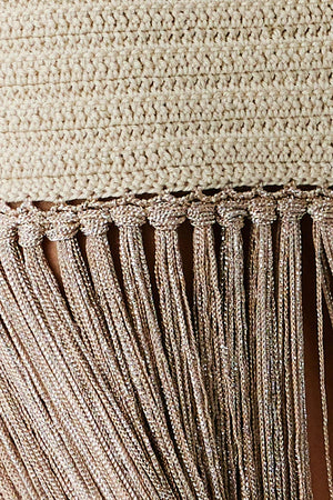 Bronze Bonbon Hand-Crocheted Fringe Maxi Dress