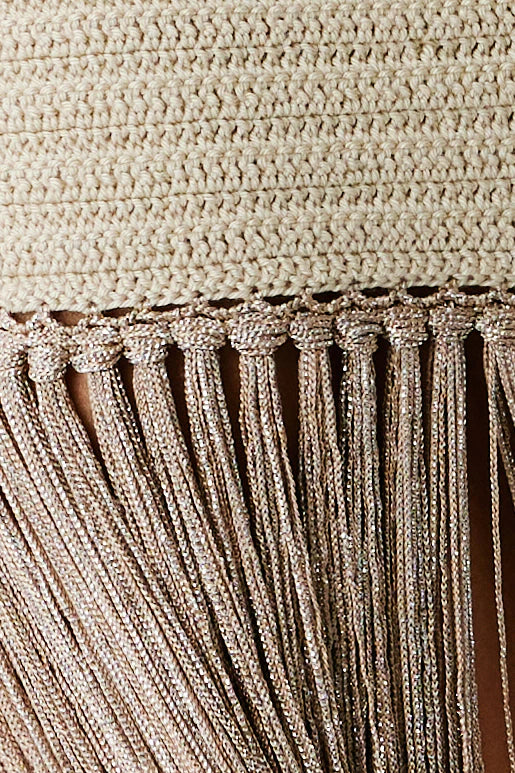 Bronze Bonbon Hand-Crocheted Fringe Maxi Dress