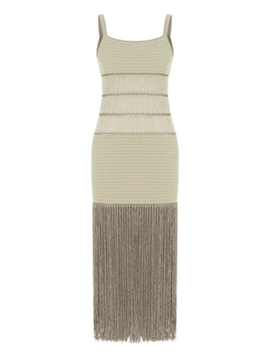 Bronze Bonbon Hand-Crocheted Fringe Maxi Dress