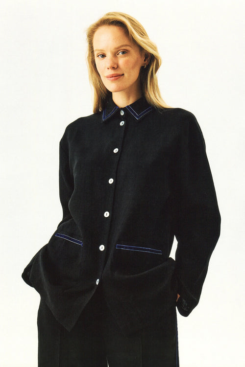 Black Paros Linen Unisex Pajama Shirt