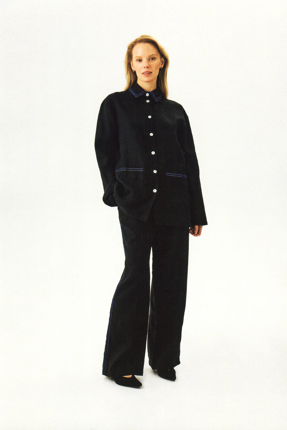 Black Paros Linen Unisex Pajama Shirt