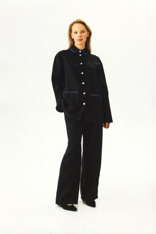 Black Paros Linen Unisex Pajama Pants
