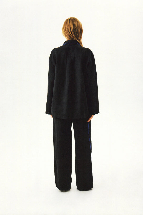 Black Paros Linen Unisex Pajama Pants