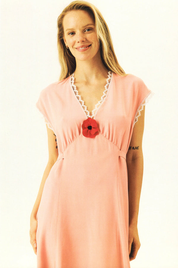 Pink Poppi Midi Dress