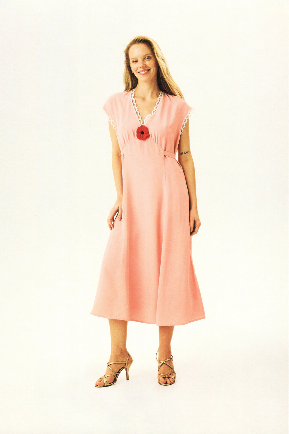 Pink Poppi Midi Dress