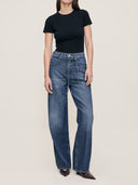 Space Blue Casie Wide Leg Mid Rise 31" Jeans