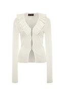 Chloe Textured Shirt with Hook and Eye Closure