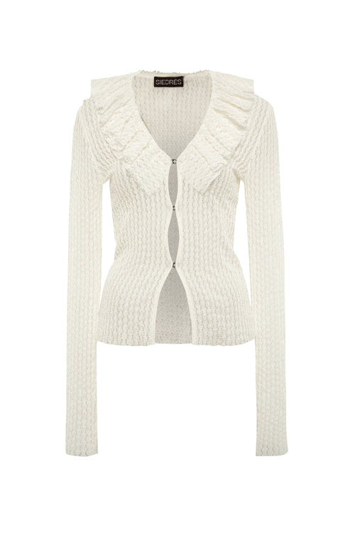 Chloe Textured Shirt with Hook and Eye Closure