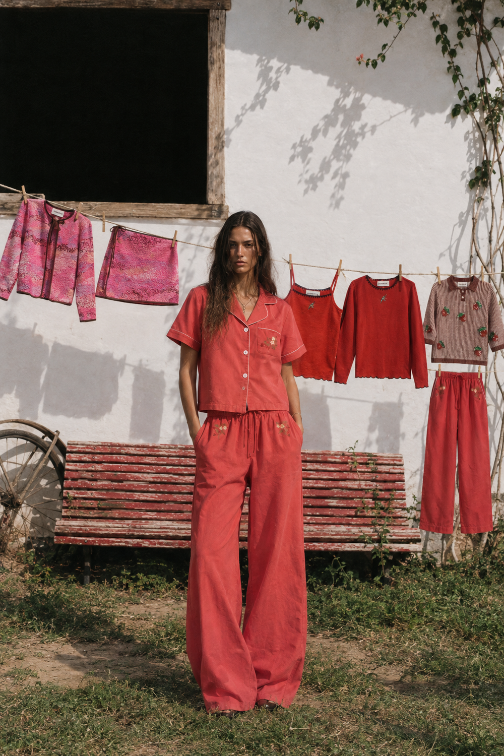 Red Strawberry Fiona Shirt & Pants Set