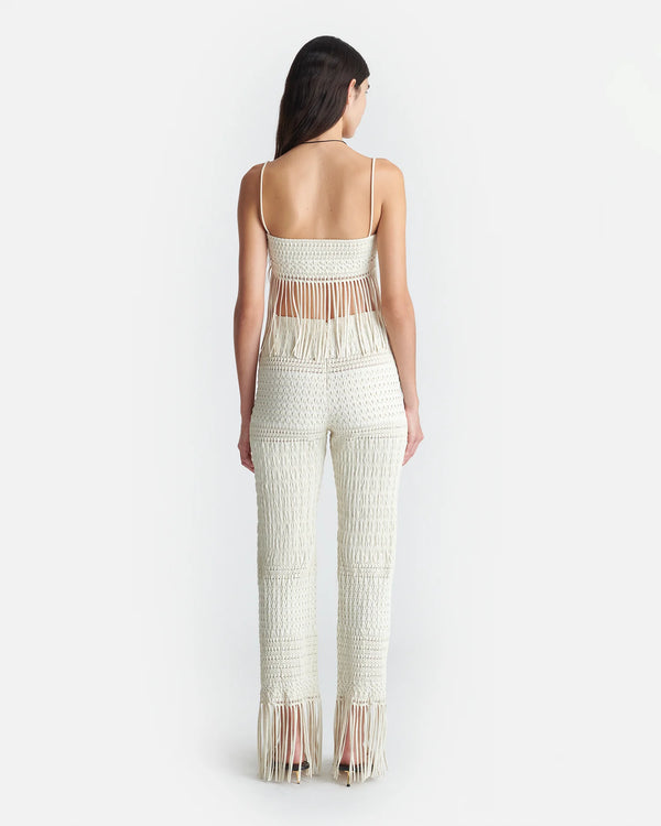 Miciel Fringed Woven Seersucker Pants