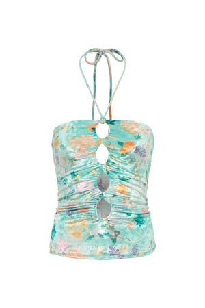 Day Cut-Out Strapless Top with Tie Detail