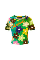 Desta Bubble Flower Cropped T-Shirt
