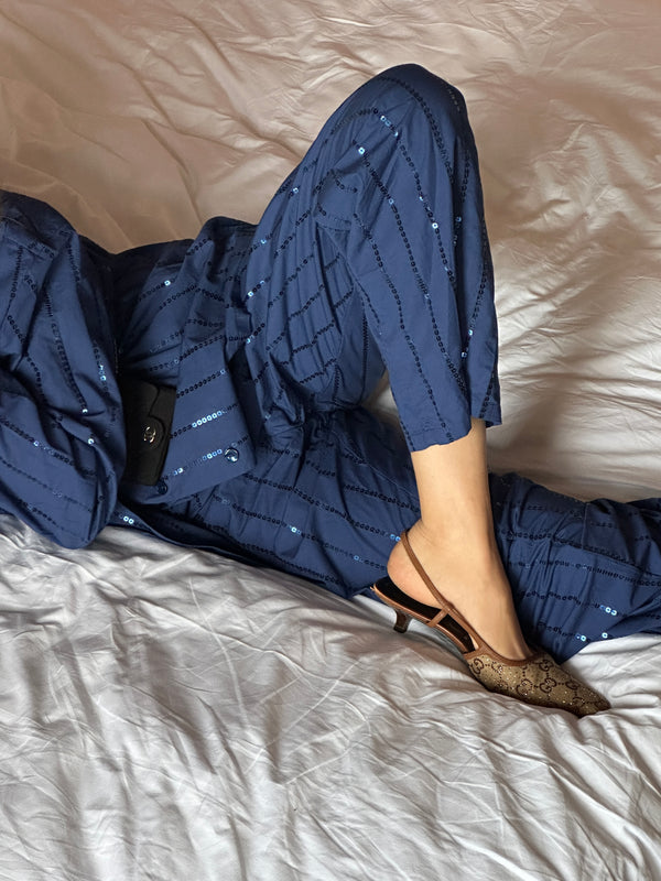 Milky Way Sequined Cotton Pajama Set