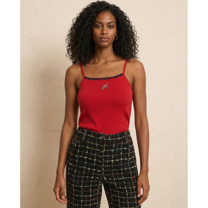 Cranberry Red Andrea Strap Top