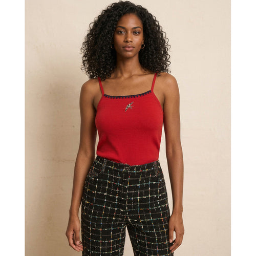 Cranberry Red Andrea Strap Top