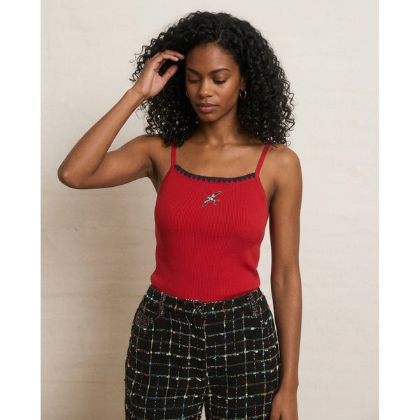 Cranberry Red Andrea Strap Top