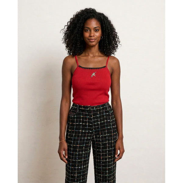 Cranberry Red Andrea Strap Top