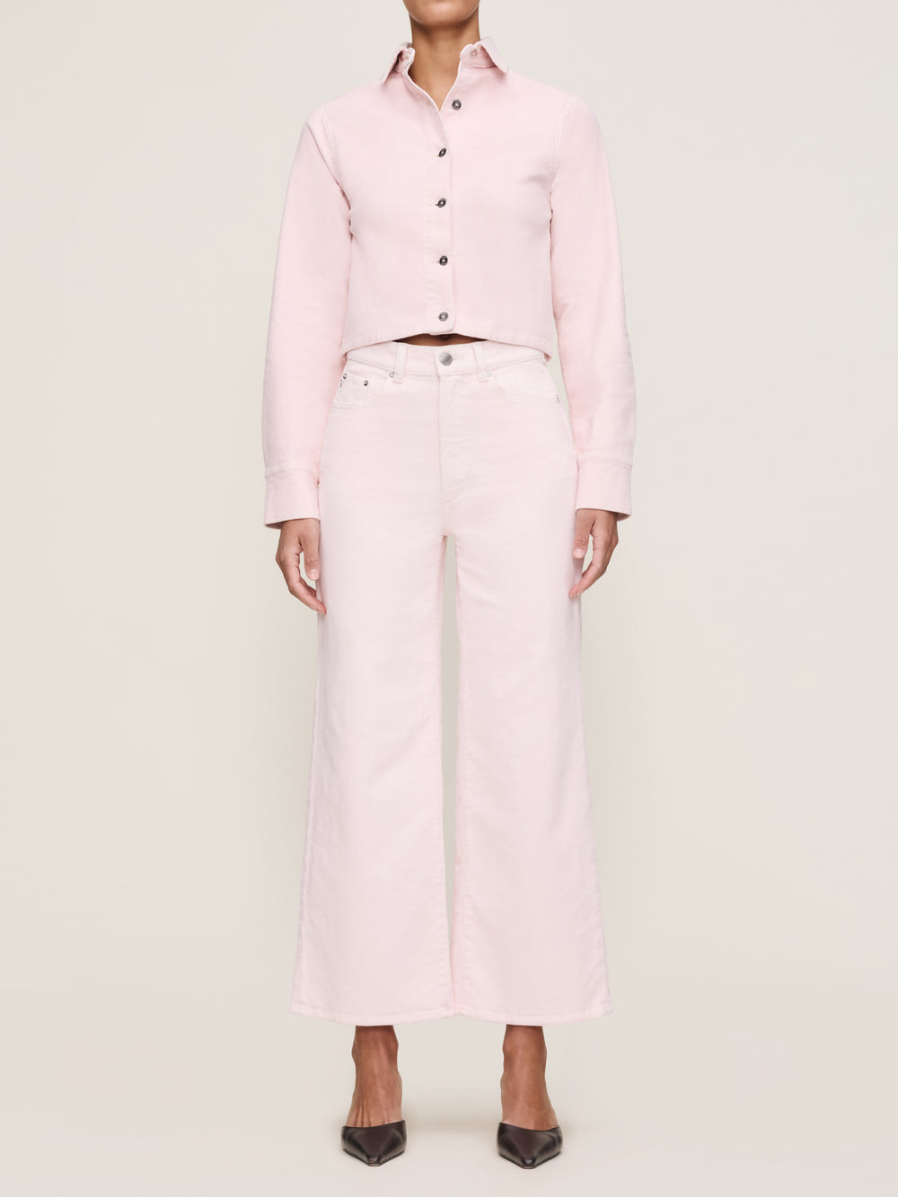 Powder Pink Corduroy Hepburn Wide Leg 27" Jeans