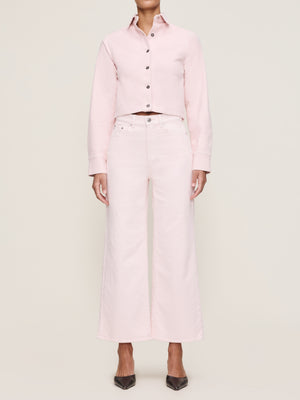 Powder Pink Corduroy Hepburn Wide Leg 27" Jeans