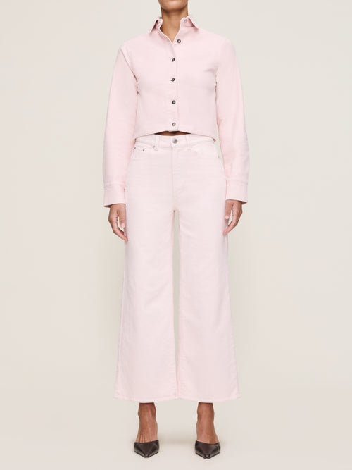 Powder Pink Corduroy Hepburn Wide Leg 27" Jeans