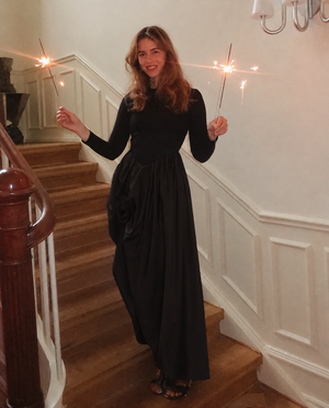 Black Aurora Maxi Dress With Rose Detail