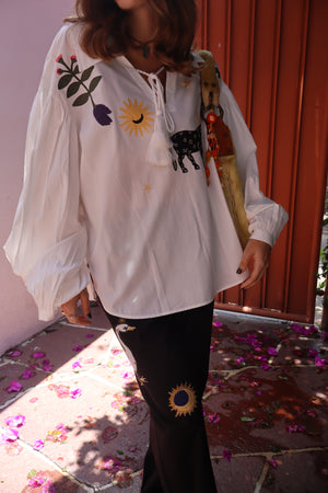 Mystic Appliquéd Cotton Blouse