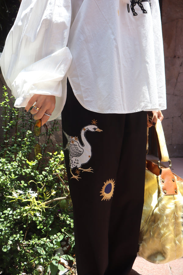 Mystic Appliquéd Cotton Pants