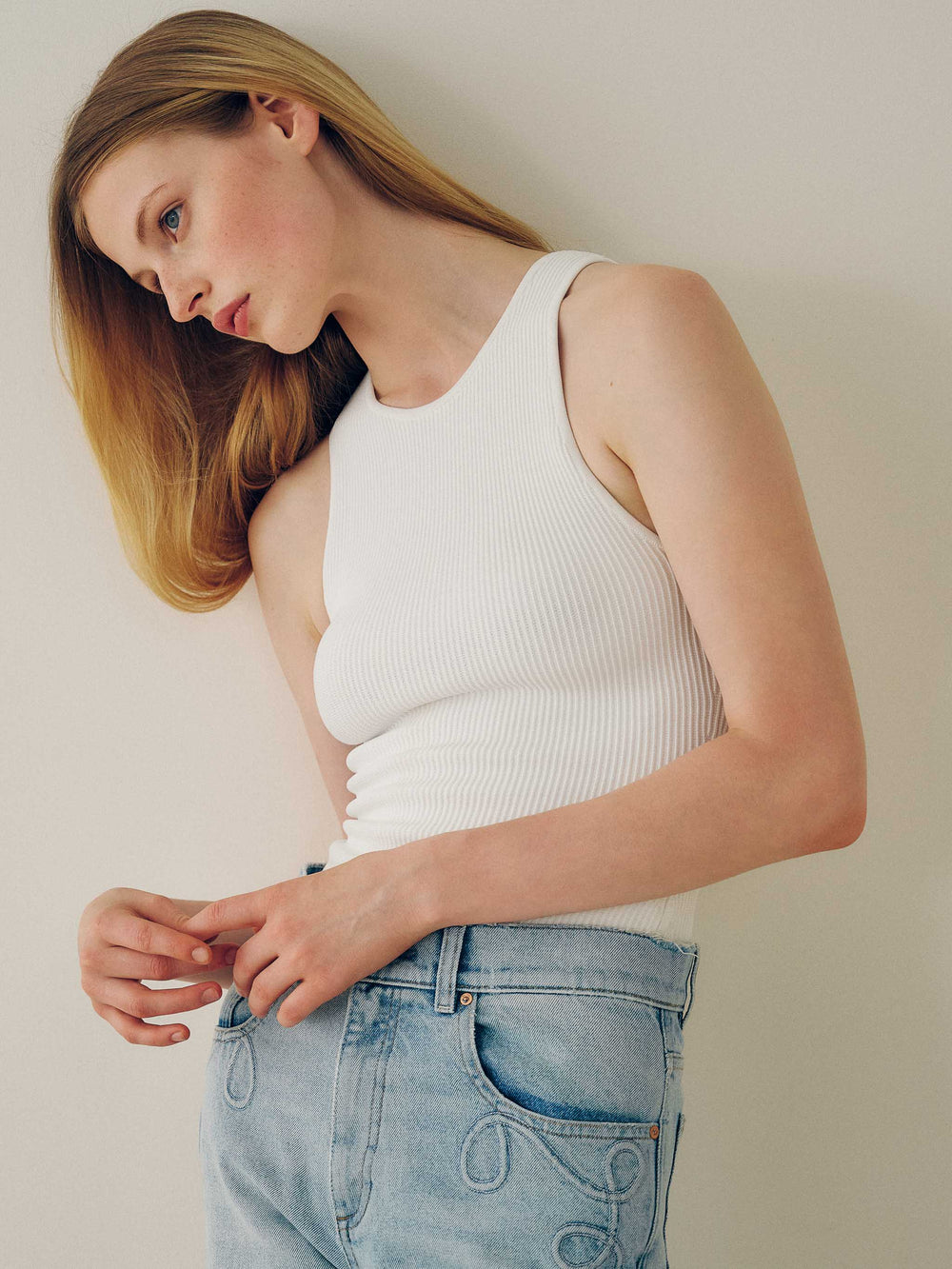White Racer Tank Instasculpt Rib