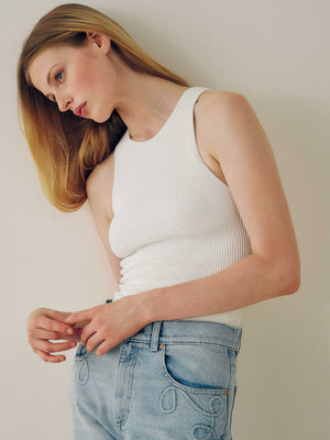 White Racer Tank Instasculpt Rib