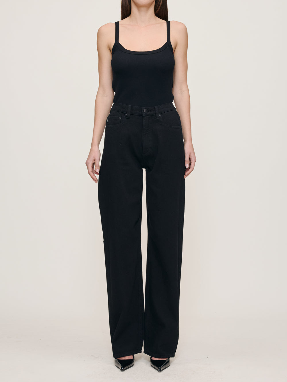 Black Karmine Refined Wide Leg 31" Jeans