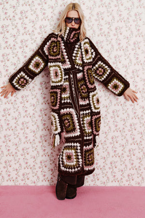 Bubble Gum Madison Alpaca Wool Hand Knit Coat