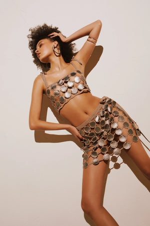 Swiss Roll Leather Crop Top