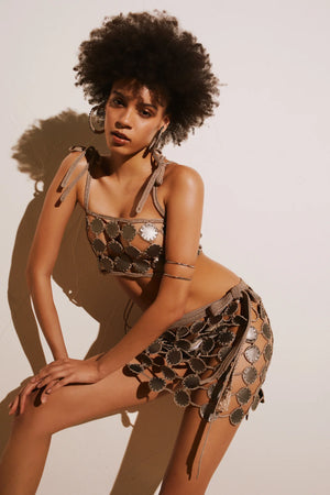 Swiss Roll Leather Crop Top