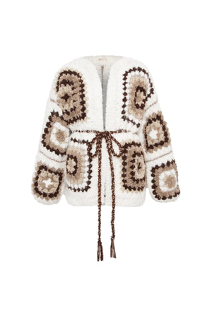 Oak Brown Madison Alpaca Wool Hand Knit Cardigan