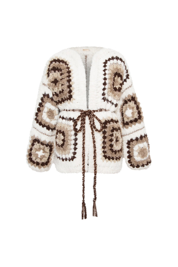 Oak Brown Madison Alpaca Wool Hand Knit Cardigan