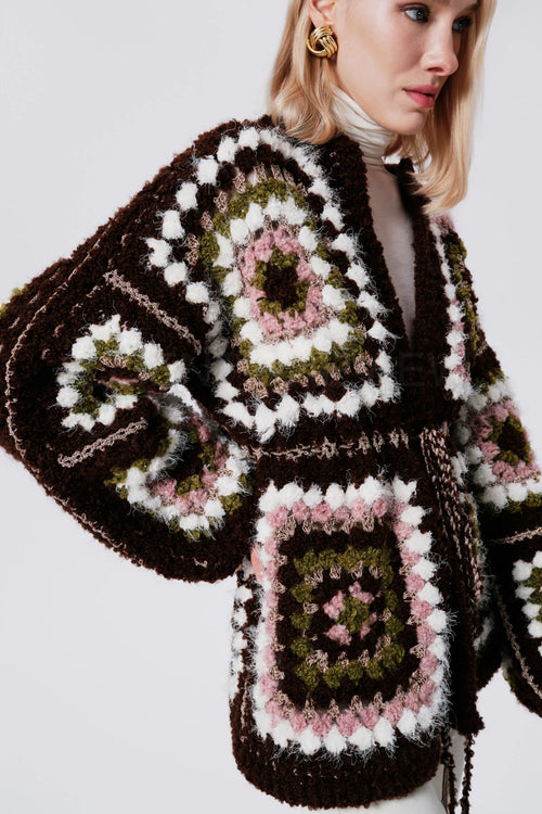 Bubble Gum Madison Alpaca Wool Hand Knit Cardigan