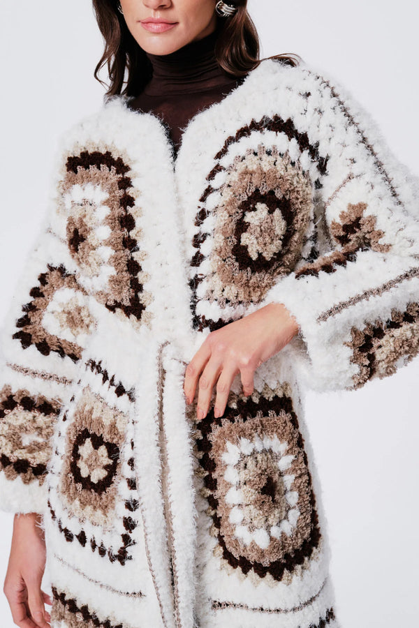 Oak Brown Madison Alpaca Wool Hand Knit Cardigan