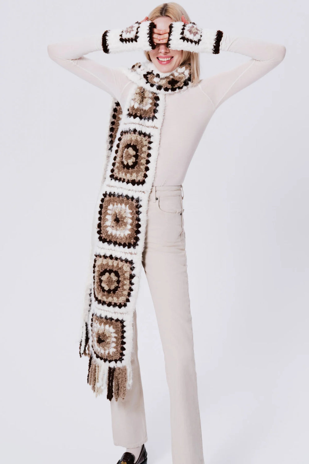 Oak Brown Madison Alpaca Wool Hand Knit Scarf