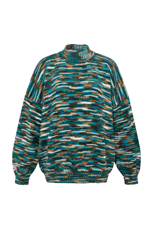 Antique Green Margaux Wool Hand Knit Sweater