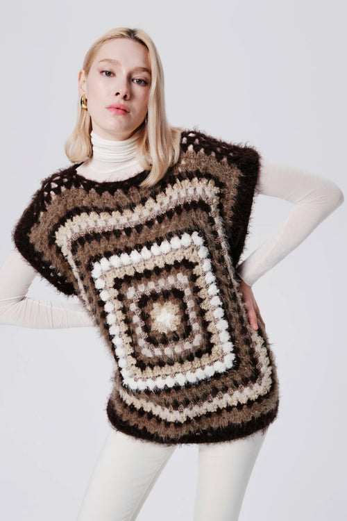 Oak Brown Mia Alpaca Wool Hand Knit Sweater