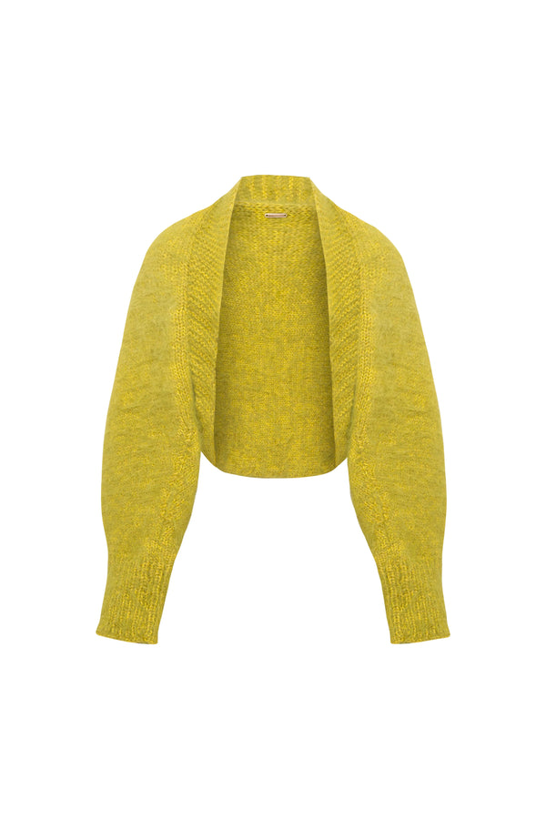 Lime Green Mia Merino Wool Hand Knit Bolero Jacket