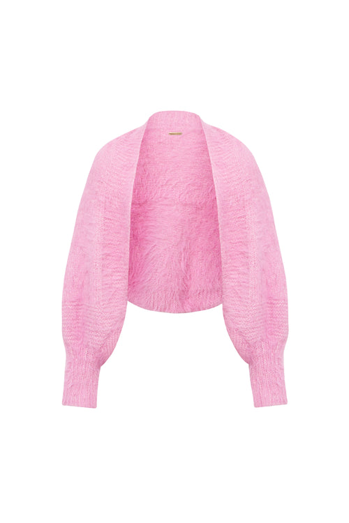 Rose Pink Mia Merino Wool Hand Knit Bolero Jacket
