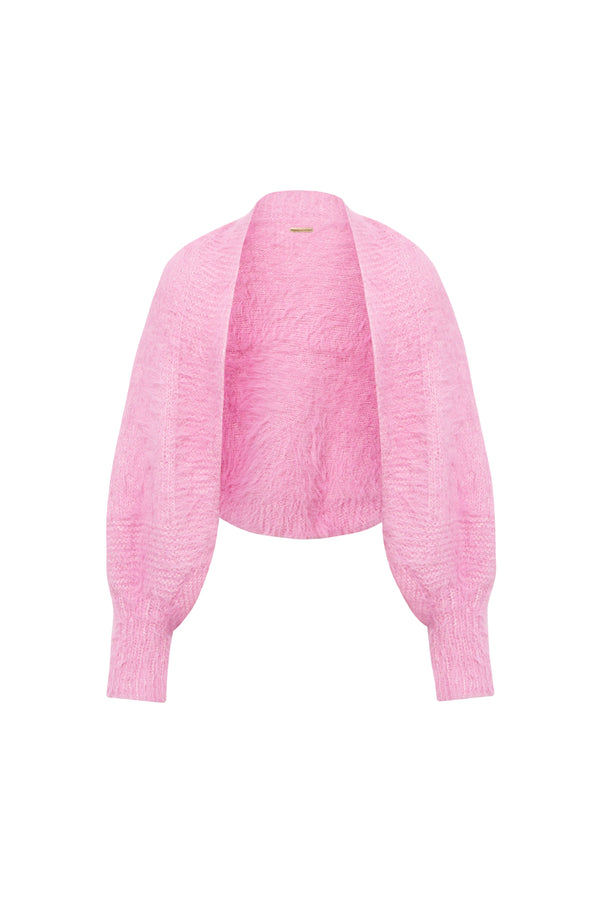 Rose Pink Mia Merino Wool Hand Knit Bolero Jacket